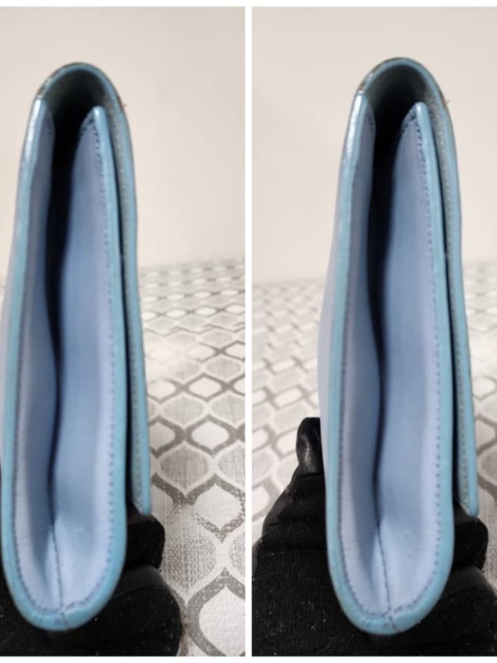 Authentic YVES SAINT LAURENT Calfskin Leather Ligne Y Clutch Bag Blue - Picture 15 of 15